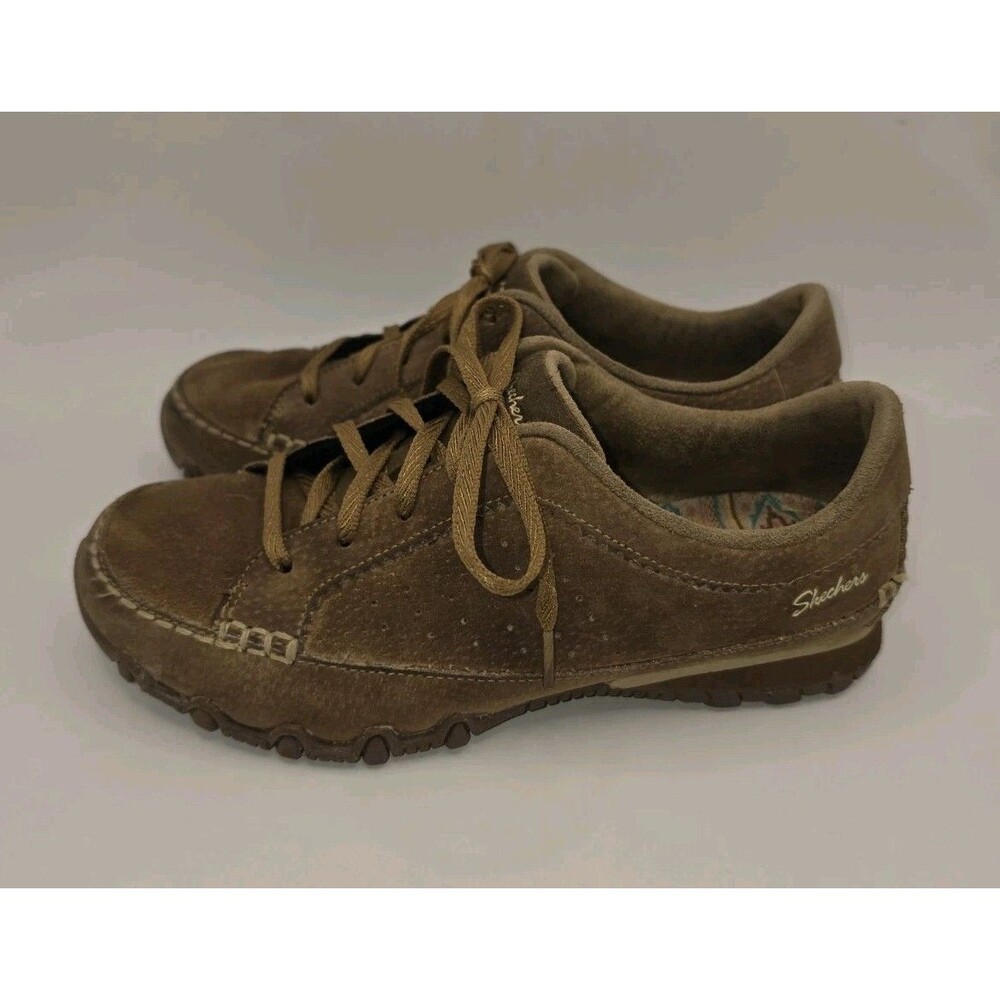 Skechers Relaxed Fit Bikers Curbed Suede Walking Sneakers Brown Womens 7